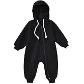 Unutiylo Unisex Baby Boys Girls Long Sleeve Infant Baby Zipper Hooded Jumpsuits Romper Loose Outfit Clothes