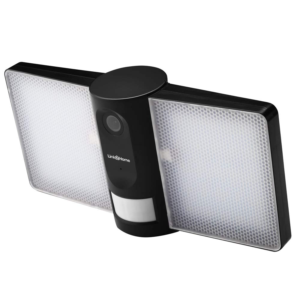 Link2Home Outdoor Floodlight with Camera, Alarm, and PIR – FloodlightCam Motion Sensor Home Security in the Garden, Garage, Car Park
