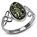 Sterling Silver Green Amber Celtic Knot Oval Ring