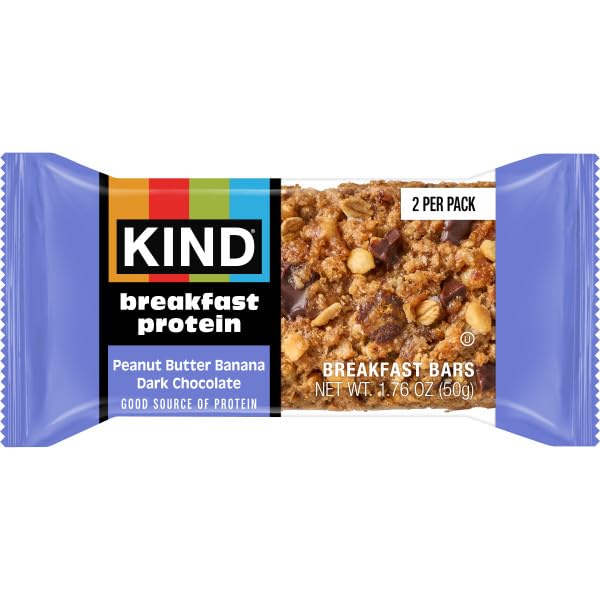 KIND BREAKFAST PROTEIN, PEANUT BUTTER BANANA DARK CHOCOLATE, 8G PROTEIN, HEALTHY SNACKS, GLUTEN FREE, 12CT VALUE PACK
