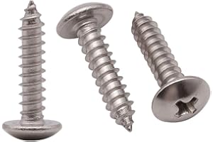 ROYCEMART #4 x 3/8" (100 Pack) Phillips Truss Head Self Tapping Screws Wood Screws, Stainless Steel 304 (18-8), UNC Coarse Thread, Round Head Phillips Drive Sheet Metal Tek Screws