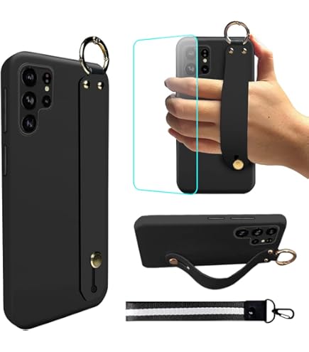 Omio Designed For Galaxy S24 Ultra Leather Case With Stand & Strap, Wrist Strap Leather Back Cover Hard PC Shockproof Finger Grip Case For Galaxy S24 - View #12