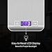 Digital Kitchen Scale Food Scale Weighing Lightweight Portable Mini Measuring Scale Multi functional Volume Measurement Gram Scale 11lb 5kg Silver Stainless Steel (Batteries Included)-White
