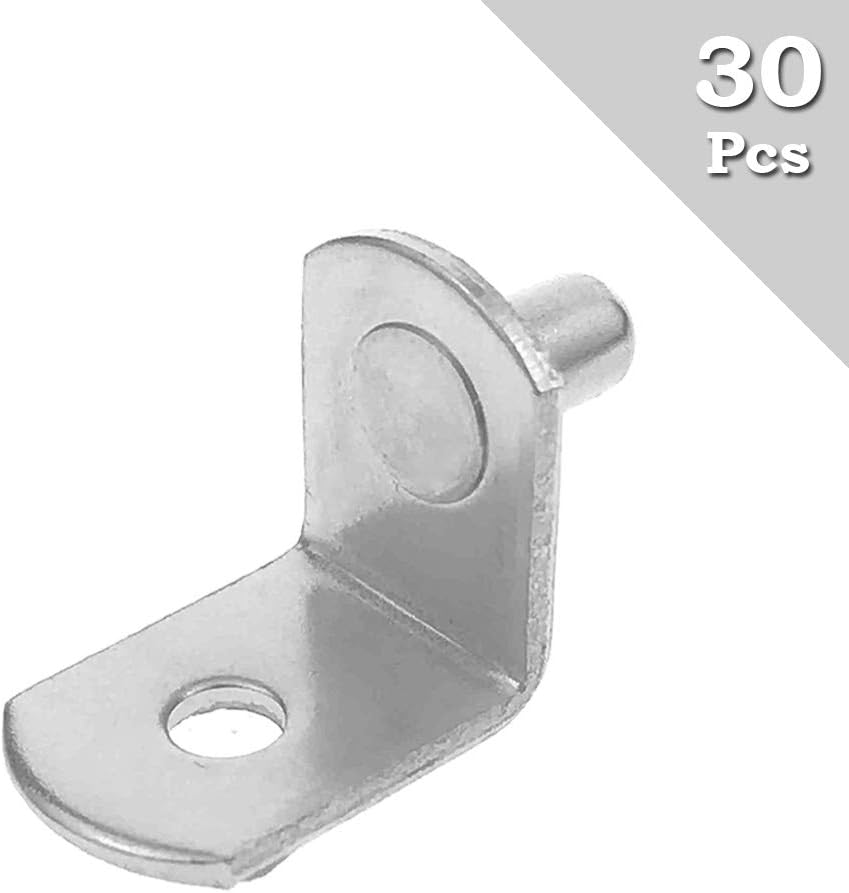 BIGTEDDY - 30x 5mm L-Shaped Support Furniture Kitchen Cabinet Closet Bookcase Shelf Bracket Style Pegs Hardware with Hole Nickel Plated: Home Improvement