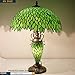 WERFACTORY Tiffany Style Table Lamp Green Stained Glass Wisteria Mother-Daughter Vase Lamp 16X16X24 Inches Desk Reading Light Decor Bedroom Living Room Home Office S523 Series