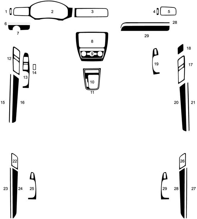 Rvinyl Rdash Dash Kit Decal Trim for Volkswagen Jetta 2016-2019 - Carbon Fiber 3D (Black)