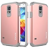 Galaxy S5 Mini Case, RANZ Grey with Rose Gold Hard Impact Dual Layer Shockproof Bumper Case For Samsung Galaxy S5 Mini(SM-G800)