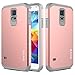 Galaxy S5 Mini Case, RANZ Grey with Rose Gold Hard Impact Dual Layer Shockproof Bumper Case For Samsung Galaxy S5 Mini(SM-G800)
