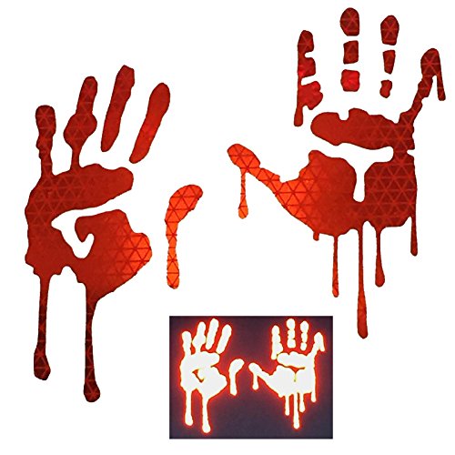 CustomTAYLOR33 RED High Intensity Grade Reflective Bloody Hands Decals for Helmets, Windscreens, Rear Windows, Bumper Stickers (3 inches (height))