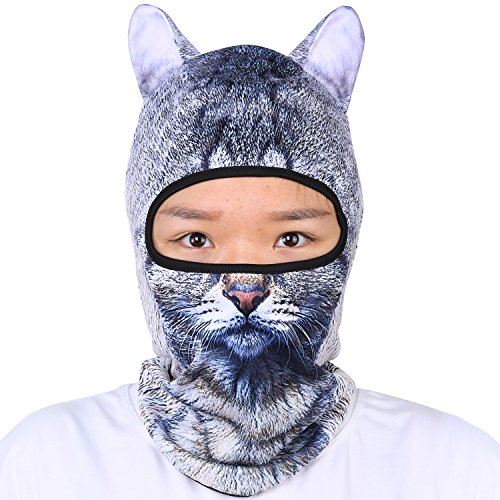 Leopard Cat Costumes Face Mask - Oumers Animal Balaclava Face Mask with Ears Breathable Hood Face Shield for