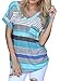 Anermy Women Summer Casual V Neck Short Sleeve Stripe Pocket T-shirt Top