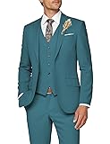 Wangyue Mens 3 Piece Suit Teal Blue Suits for Men