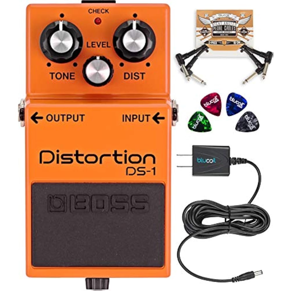BOSS DS1 Distortion Pedal Bundle Slim 9V 670mA Power Supply AC Adapter