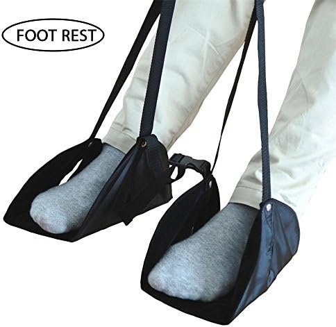 SEY6 Travel Foot Rest Desk Black Office Hammock Portable Leg Footrest Airplane Folding Bus (Black)