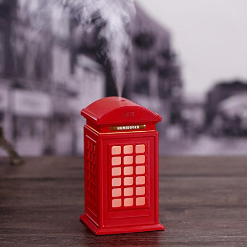 Highpot Humidifier Large Capacity Creative Telephone Booth Humidifier Retro Art Home Decor (Red)