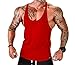 ICOOLTECH Men's Fitness Gym Muscle Cut Stringer Bodybuilding Workout Sleeveless Tank Top Shirts (US - X-Large, Z Red (no Words))