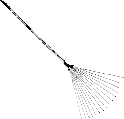 Unibos Garden Rake 25 Tines Telescopic 160cm Adjustable Handle