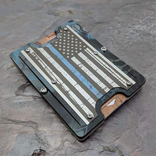 Steel Patriot Law Enforcement Edition. Minimalist Kryptek Neptune Kydex Tactical Wallet With Stainless Steel Front Plate. Multi tool and money clip.