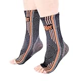 Doc Miller Premium Ankle Brace Compression Support Sleeve Socks for Swollen Foot Plantar Fasciitis Achilles Tendonitis, Use as Injury Support Recovery Eases Pain Swelling 1 Pair (Orange, Large)
