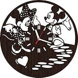 Handmade Wooden Wall Clock Mickey and Minnie Mouse Gifts for Kids Boys Girls Fans | Nursery Home Decor | Birthday Party Decorations | Baby Room | Valentines Day