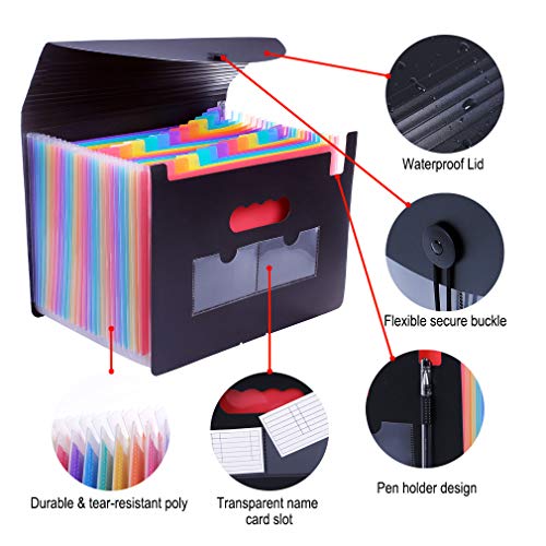 24 Pockets Expanding File Folders Organizer Letter Size A4 Accordian File Wallet with Cover for Office, School, Business