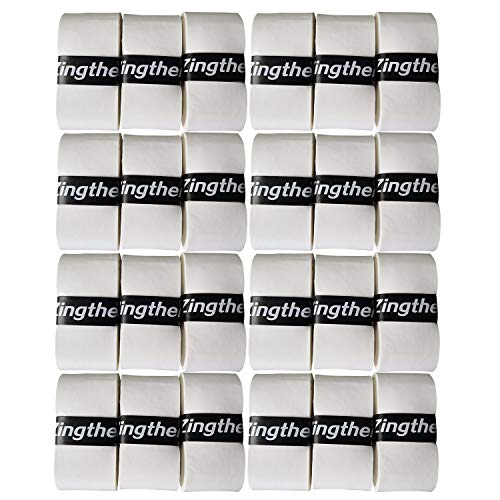 Zingther Premium Super Tacky Professional Grip Overgrip Tape Bulk Pack for Tennis Racket, Squash Racquet, Racquetbal Racket and Badminton Racquets (24 Grips, White)