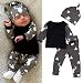 FEITONG Newborn Toddler Baby Boy Girl Deer Tops T-Shirt+Pants Leggings 3pcs Outfits Set (3 Months, Black) swatch