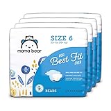 Amazon Brand - Mama Bear Best Fit Diapers Size 6, 100 Count, Bears Print (4 packs of 25) [Packaging May Vary]