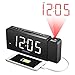 SHANLONYI Projection Alarm Clock Radio with AM/FM, Time Projector, Mobile Device USB Charging Station, Large 7