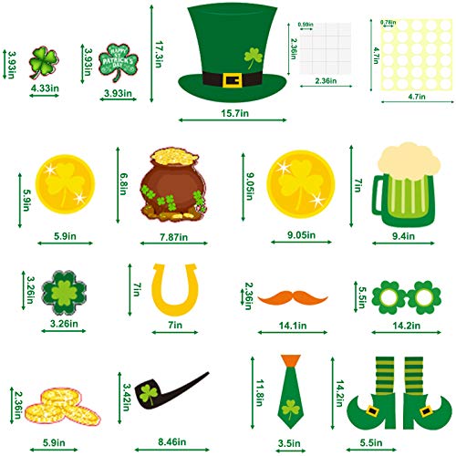 St.Patrick\'s Day Garage Door Decorations-Lrish Clover Green Hat Gold Coins Large Size Reusable PVC Window Clings Stickers Garage Decoration for St Patricks Day Decorations…