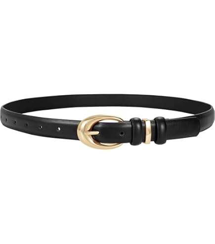 XZQTIVE Skinny Teather Belt Thin Black Belt Gold Buckle for Women