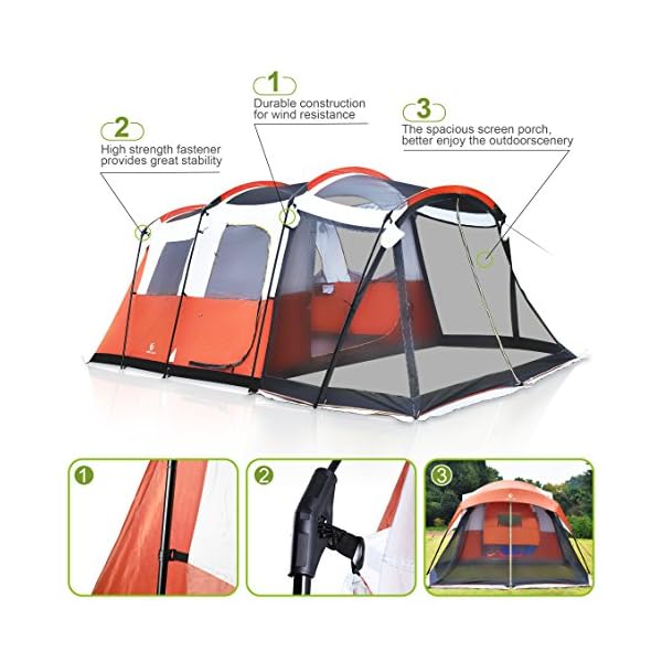 Alpha Camp 6 Person Family Tent with Screen Room Camping Galore
