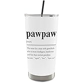 QASHWEY Pawpaw Gifts Coffee Tumbler - Grandpa Paw Paw Gifts from Grandkids Travel Tumbler Coffee Mug, Gift for Pawpaw Fathers Day, Pawpaw Definition Stainless Steel Tumblers with Straw and Lid 20 oz