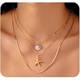 Charm Gold Shell Necklace for Women,Cute Starfish Seashell Vacation Choker Necklace, Dainty Beach Pearl Layered Necklaces,Trendy Boho Necklaces