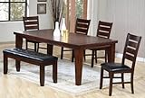 6pc Dining Table & Chairs Set with Ladder Back Dark Oak Finish
