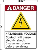 Danger Hazardous Voltage Contact Will Cause Electric Shock Disconnect Power Before Servicing Decal Sticker Placard 3.82"W X 5"H