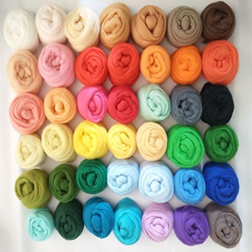 Set of 36 Colors Wool Roving Wool Fibre Yarn Roving DIY Craft Materials