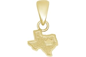Takar 14k Texas Map Gold Pendant Jewelry, Gold Texas State Charms Jewelry, Dainty Textured Lone Star Silhouette Charm Pendant, State Map Charm Pendant, Fine patriotic Jewelry for Unisex, Made in USA