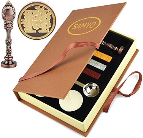 Samyo Wax Sealing Stamp Classic Old-Fashioned Antique Alphabet Initial Letter Creative Romantic Seal Stamp Maker Copper (H)