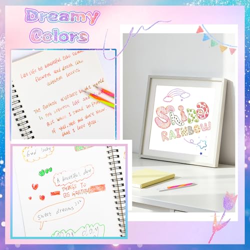 maritcan Party Bag Children's Birthday, 12 Rainbow Luminous Pens, Gifts for Girls 4-12 Years, Craft Set Children from 6 Years, Girls Gift, Easter Gifts Children, Easter Crafts