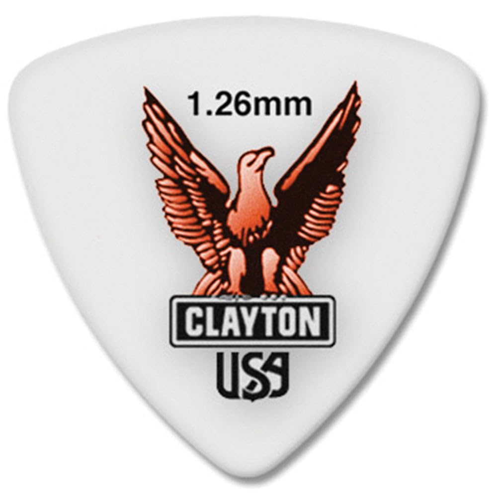 Clayton Plectrum Acetal Polymer Packing 12pcs, 1.26mm Clayton-Adler Rounded Triangle
