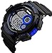 FANMIS Mens Military Multifunction Digital Watches 50M Water Resistant Electronic 7 Color LED Backlight Black Sports Watch (a-Blue)