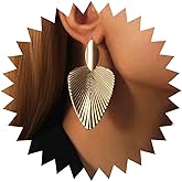 TseanYi Punk Big Leaf Earrings Vintage Leaf Drop Earrings Gold Leaf Dangle Earrings Boho Leaf Stud Earrings Large Leaf Dangling Earrings