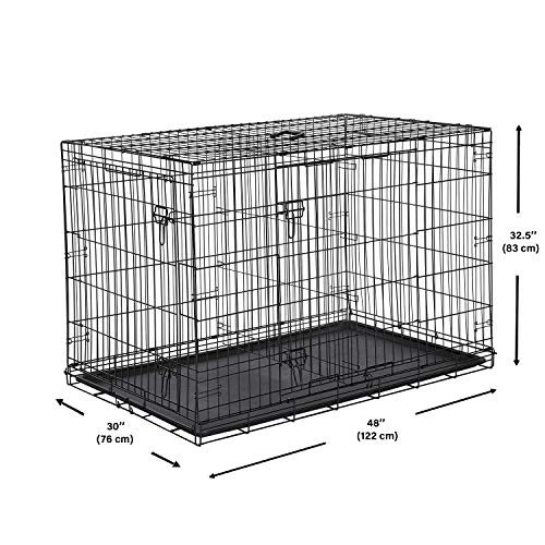 Amazon Basics Double Door Folding Metal Dog Crate Kennel with Liner
