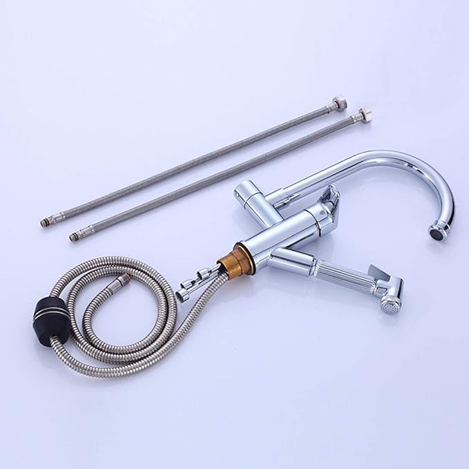 Negro Rociador Giratorio extraíble de 360 Grados Grifo de Cocina