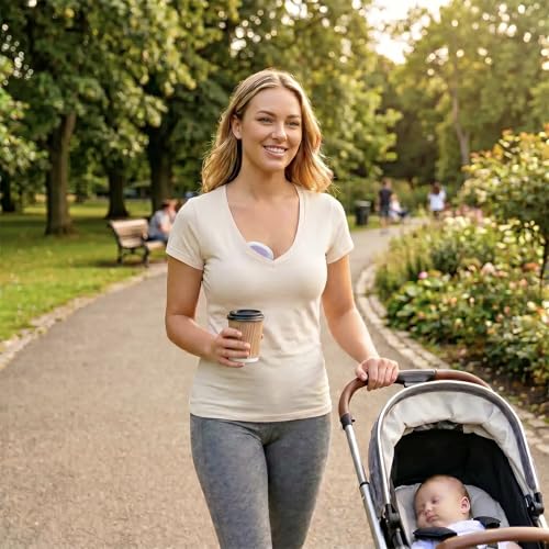 MAGEPAPA Extractor de Leche Materna Eléctrico Portátil Manos Libres, 4 Modos y 12 Niveles Ajustables con Memoria Inteligente para Madres Lactantes