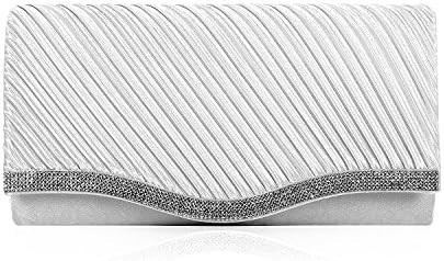Womens Silver Evening Bag Clutch Purse Wedding Party Prom Handbag(Silver)