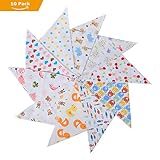 Labebe Hessie Series Baby Bandana Drool Bibs, Unisex 10-pack Absorbent Cotton, Cute Baby Gift for Boys
