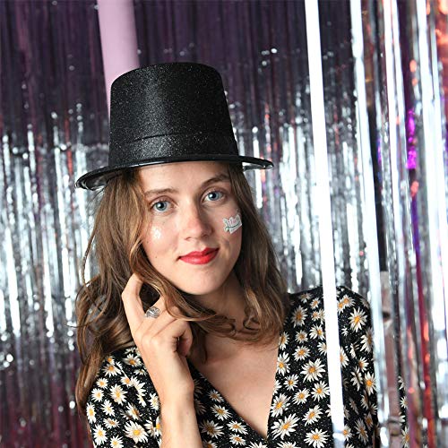 MIBOW Party Top Hats Colorful Glitter Headwear Sparkling Flat Hats Glitter Top Hats for Adults,8 Pack