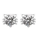 18k White Gold Plated Swarovski Crystal Zircon Mini Cute Lovely Cat Earrings Stud E160